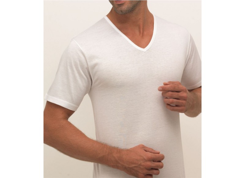 JOY-GIO' 232 MAGLIA MEZZA MANICA SCOLLO A V PURO COTONE